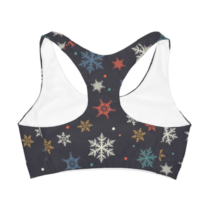 Girls Colorful Snowflakes Christmas Sports Bra