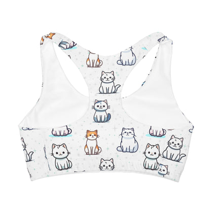 Girls Cat Pattern Sports Bra