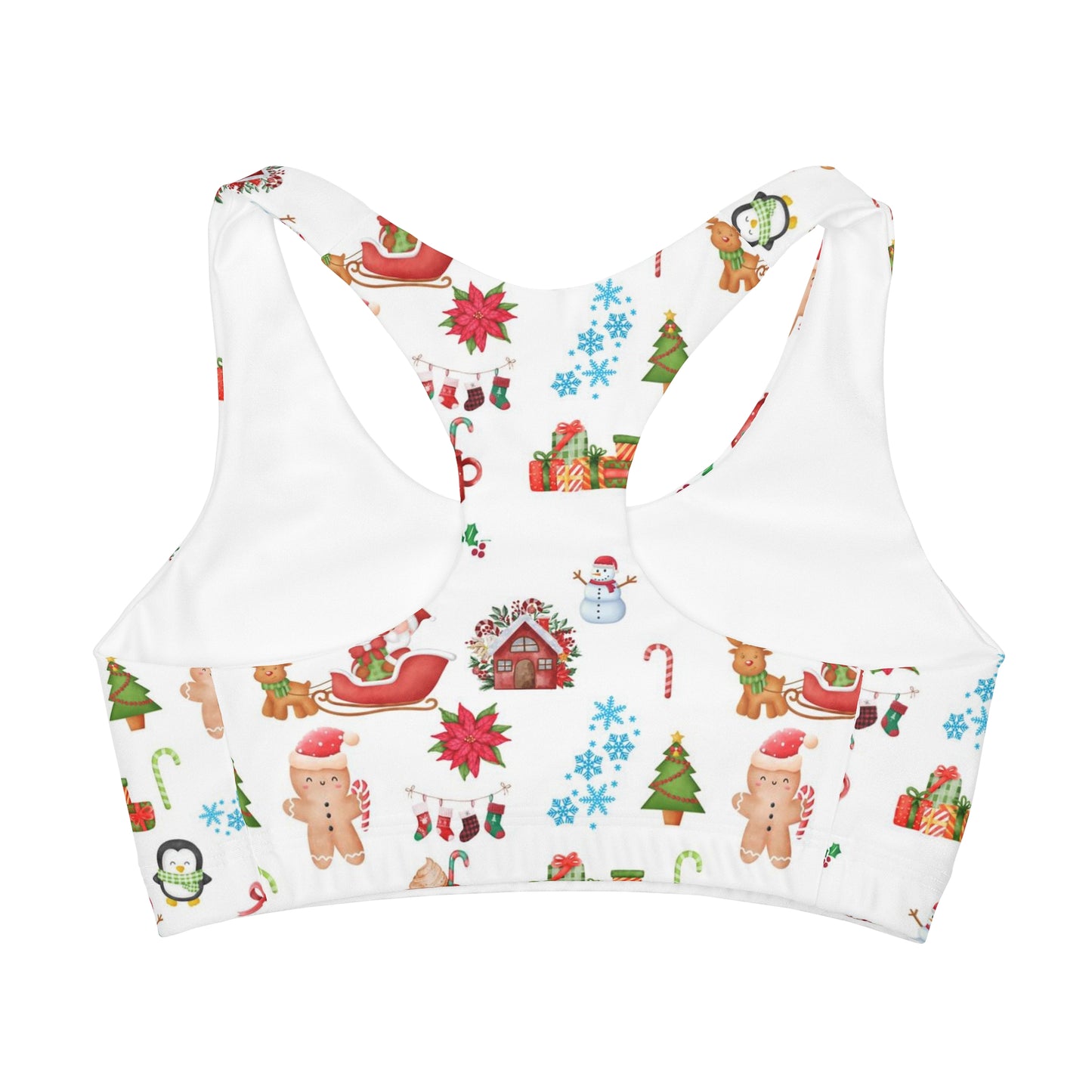 Girls Christmas Pattern Sports Bra