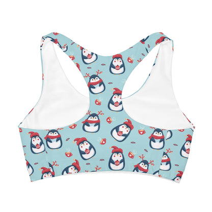 Girls Christmas Reindeer Penguin Sports Bra