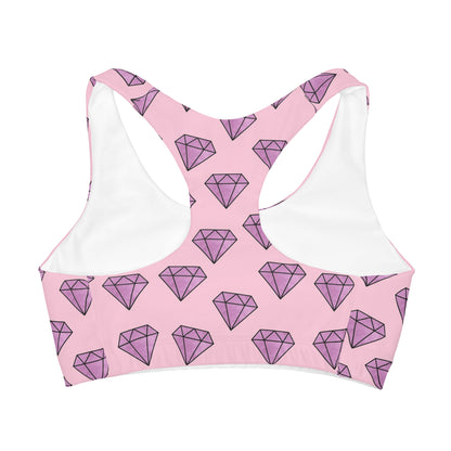 Girls Purple Diamonds Sports Bra