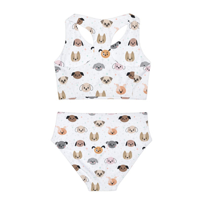 Girls Dog Face Two Piece Swimsuit