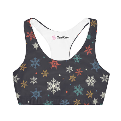 Girls Colorful Snowflakes Christmas Sports Bra