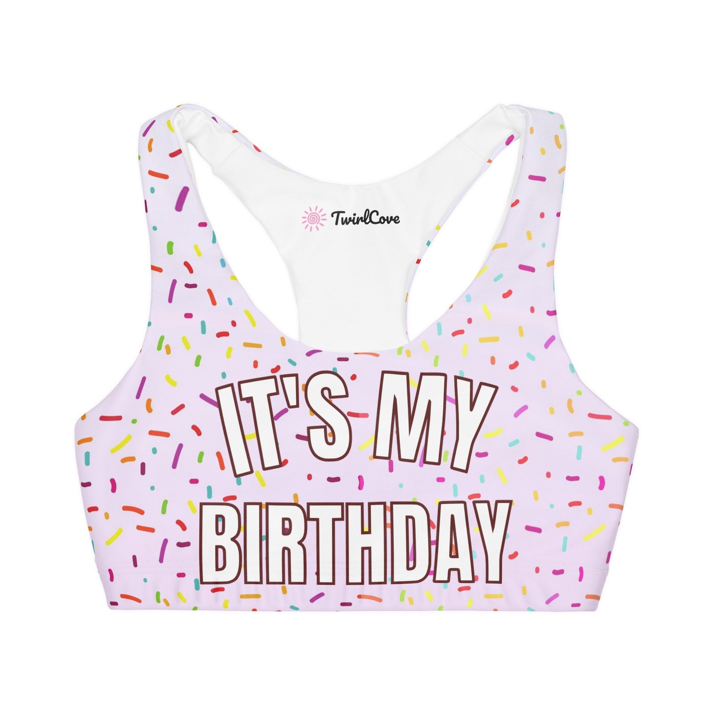 Girls Colorful Sprinkles It's My Birthday Sports Bra