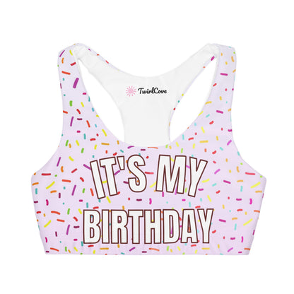 Girls Colorful Sprinkles It's My Birthday Sports Bra