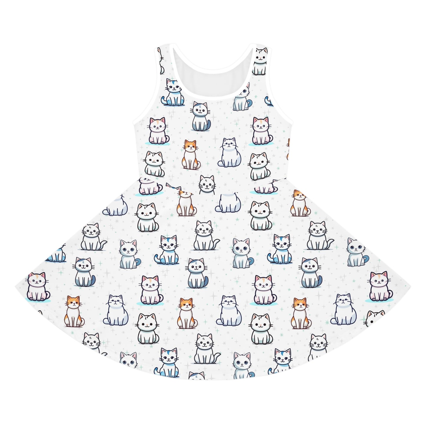 Girls Cat Pattern Sleeveless Sundress