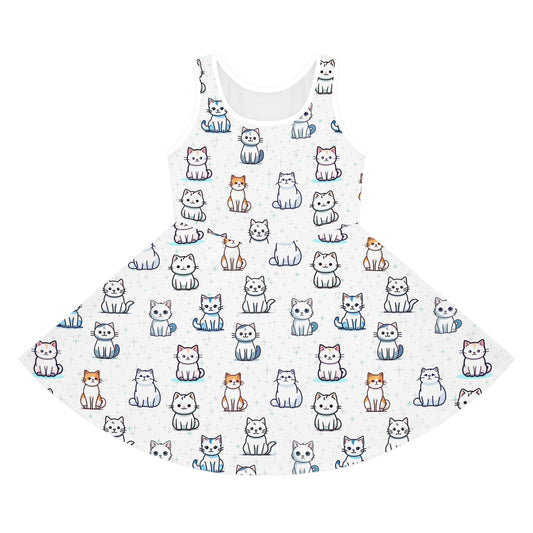 Girls Cat Pattern Sleeveless Sundress