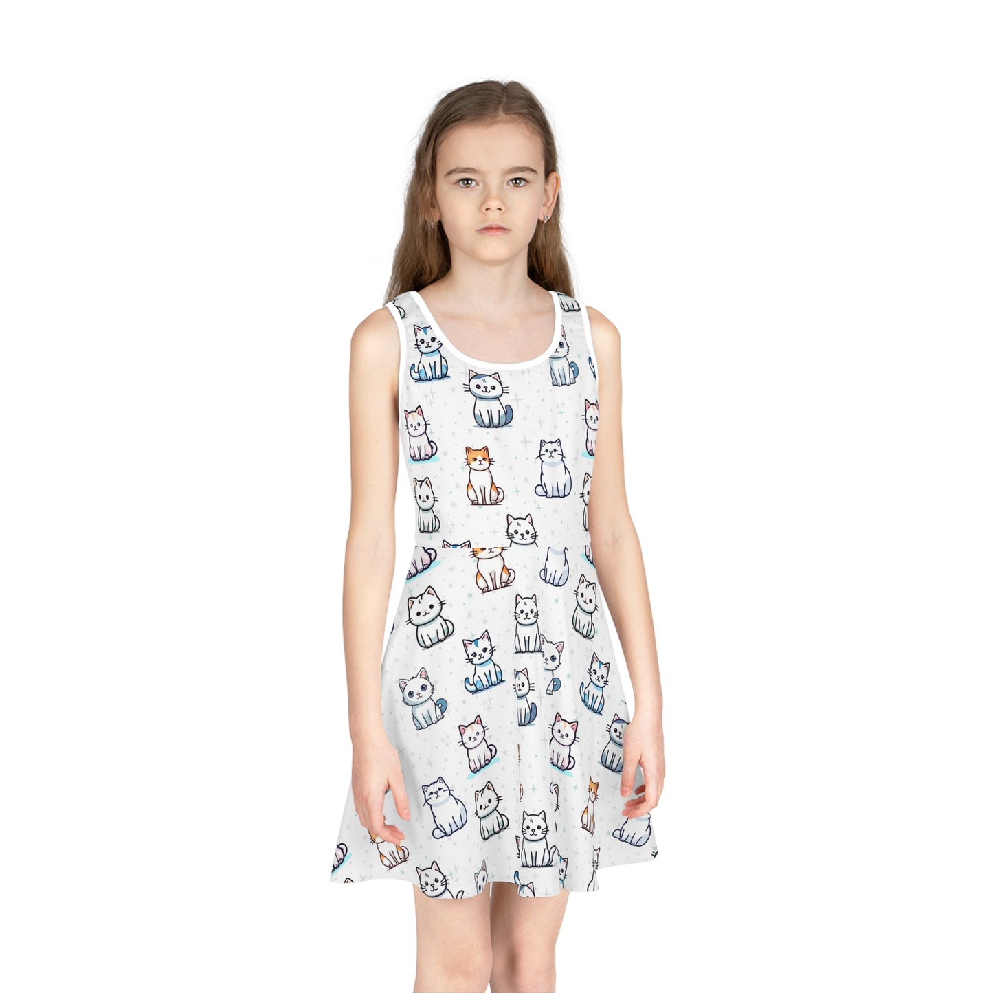 Girls Cat Pattern Sleeveless Sundress