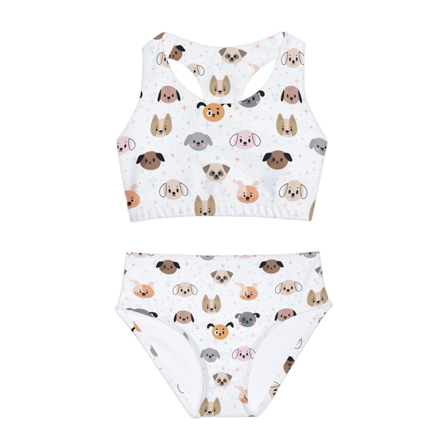 Girls Dog Face Two Piece Swimsuit