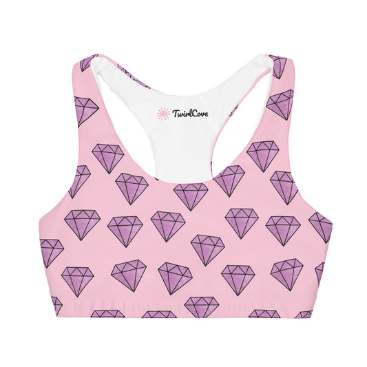 Girls Purple Diamonds Sports Bra