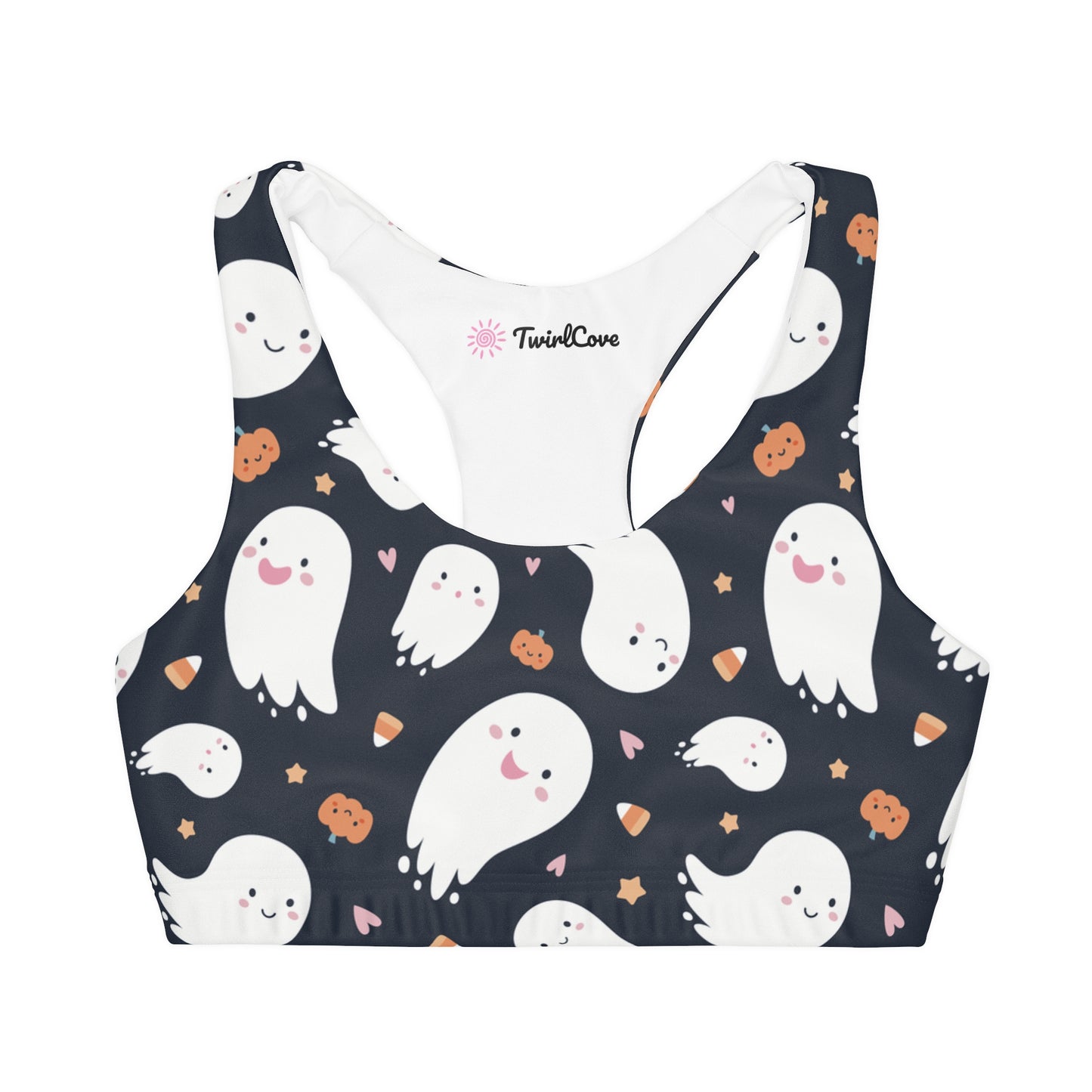 Girls Spooky Ghost Halloween Sports Bra