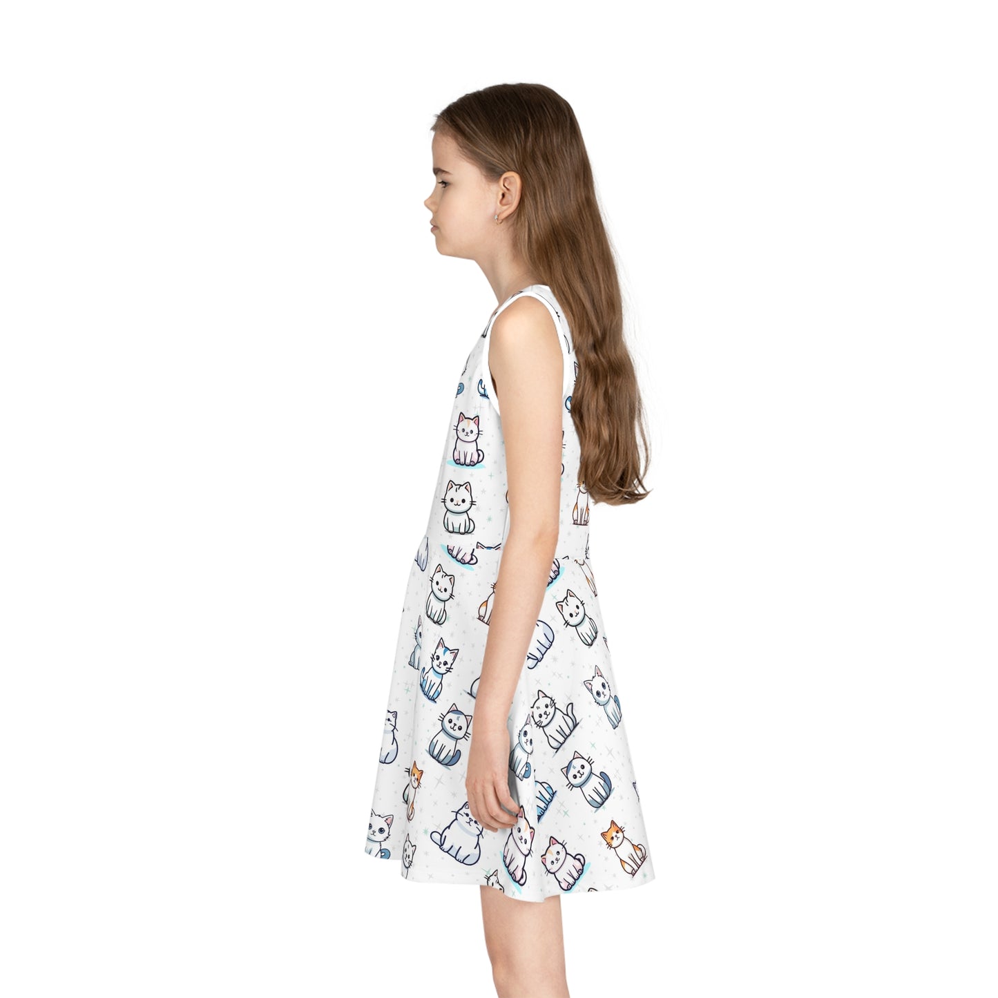 Girls Cat Pattern Sleeveless Sundress