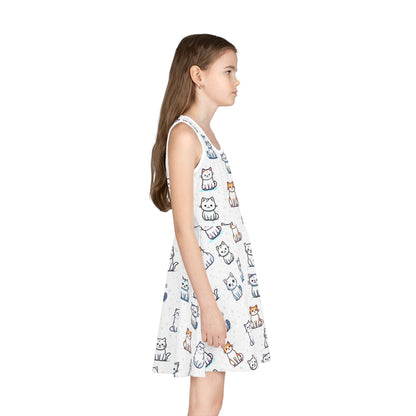 Girls Cat Pattern Sleeveless Sundress