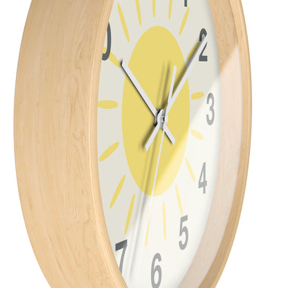 Yellow Sun Wall Clock With Silent Mechanism