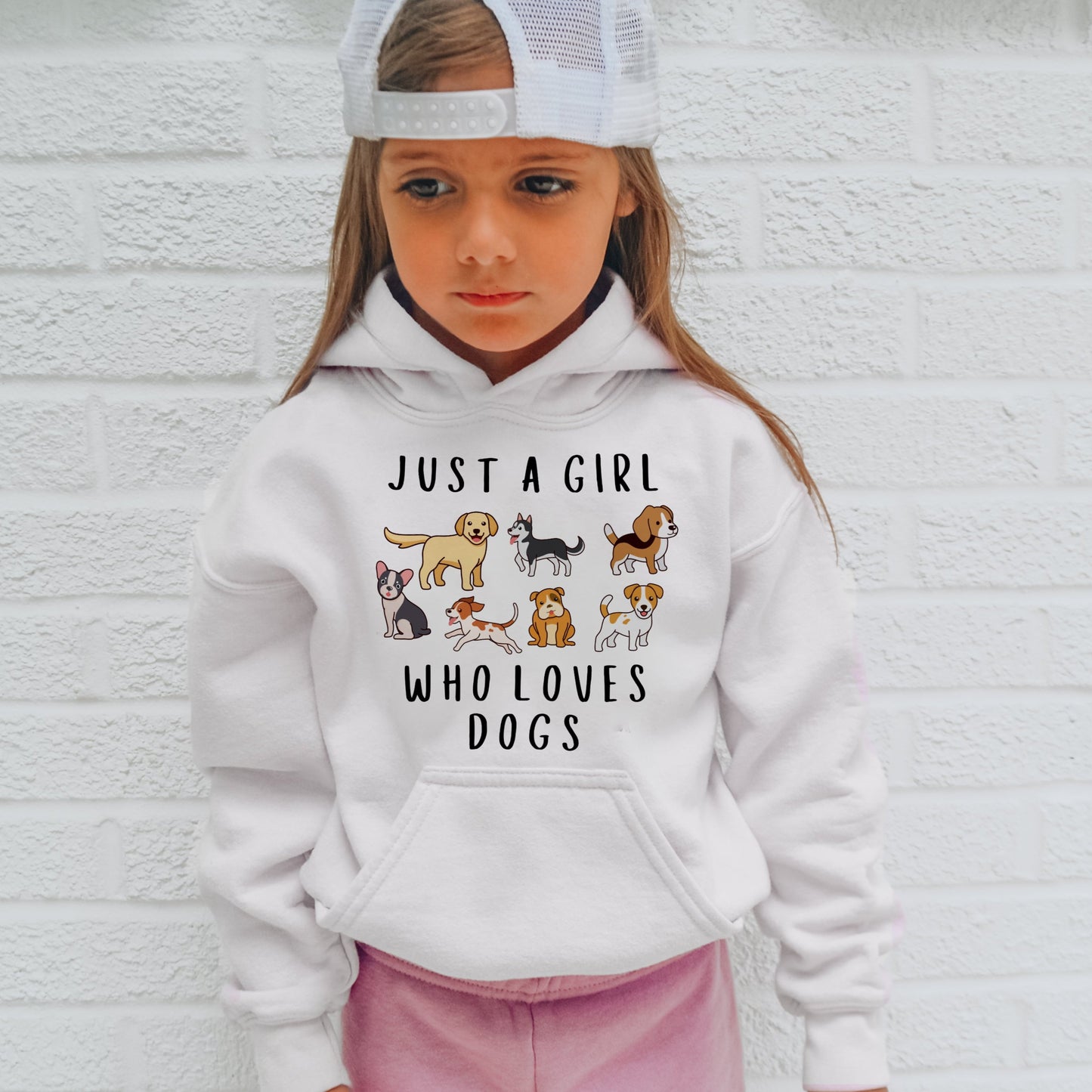 Girls 'Just A Girl Who Loves Dogs' Hoodie With Pocket