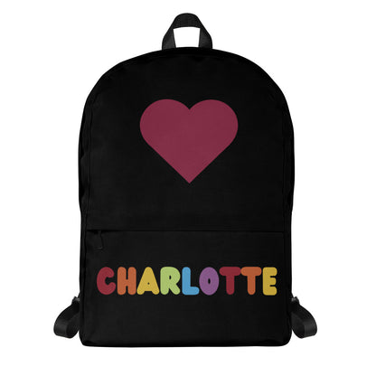 Girls Custom Rainbow Name Heart Backpack