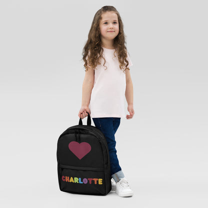 Girls Custom Rainbow Name Heart Backpack