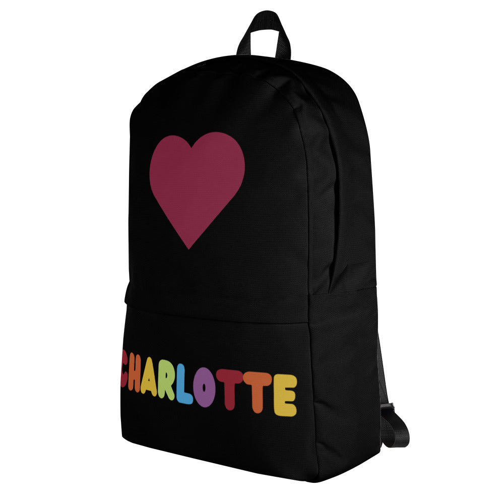 Girls Custom Rainbow Name Heart Backpack