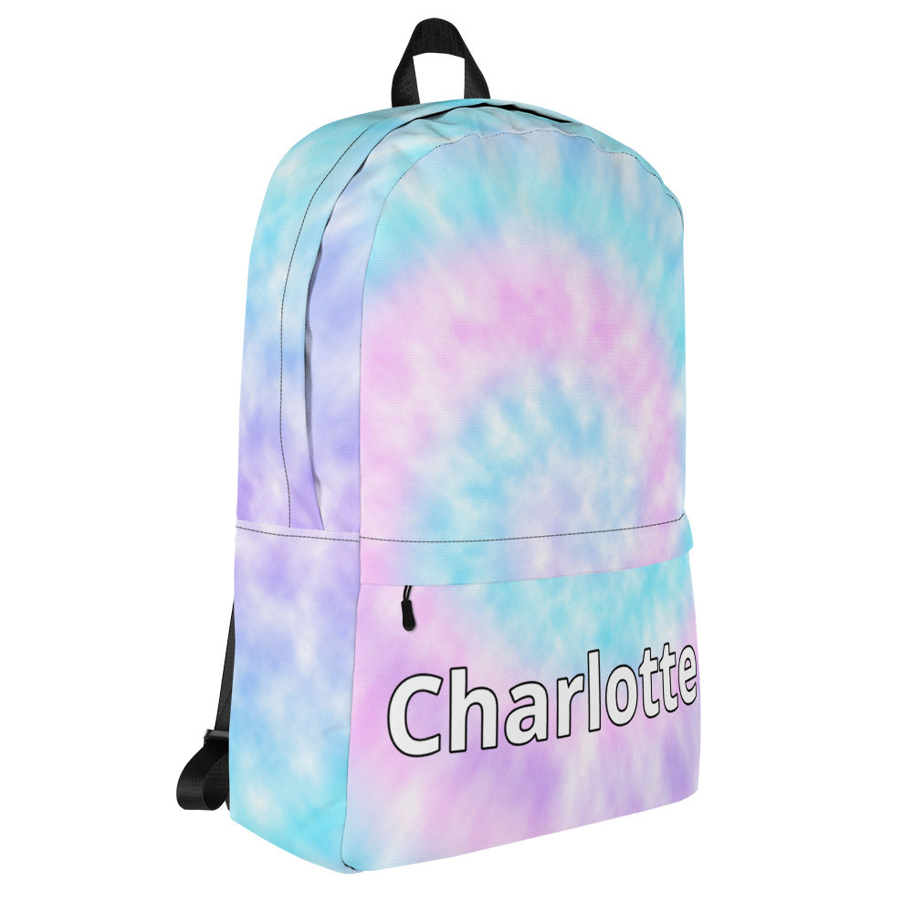 Girls Custom Name Faux Tie Dye Backpack