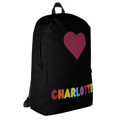 Girls Custom Rainbow Name Heart Backpack