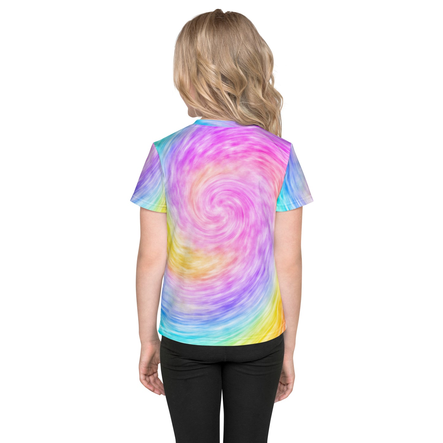 Girls Rainbow Faux Tie Dye Birthday Girl T-Shirt