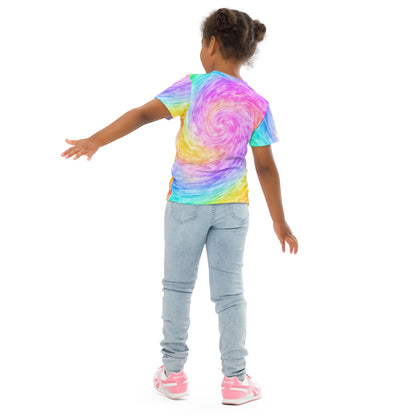 Girls Rainbow Faux Tie Dye Birthday Girl T-Shirt