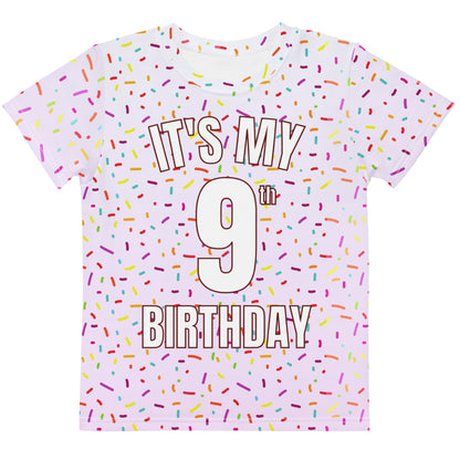 Girls Colorful Sprinkles Custom Age It's My Birthday T-Shirt