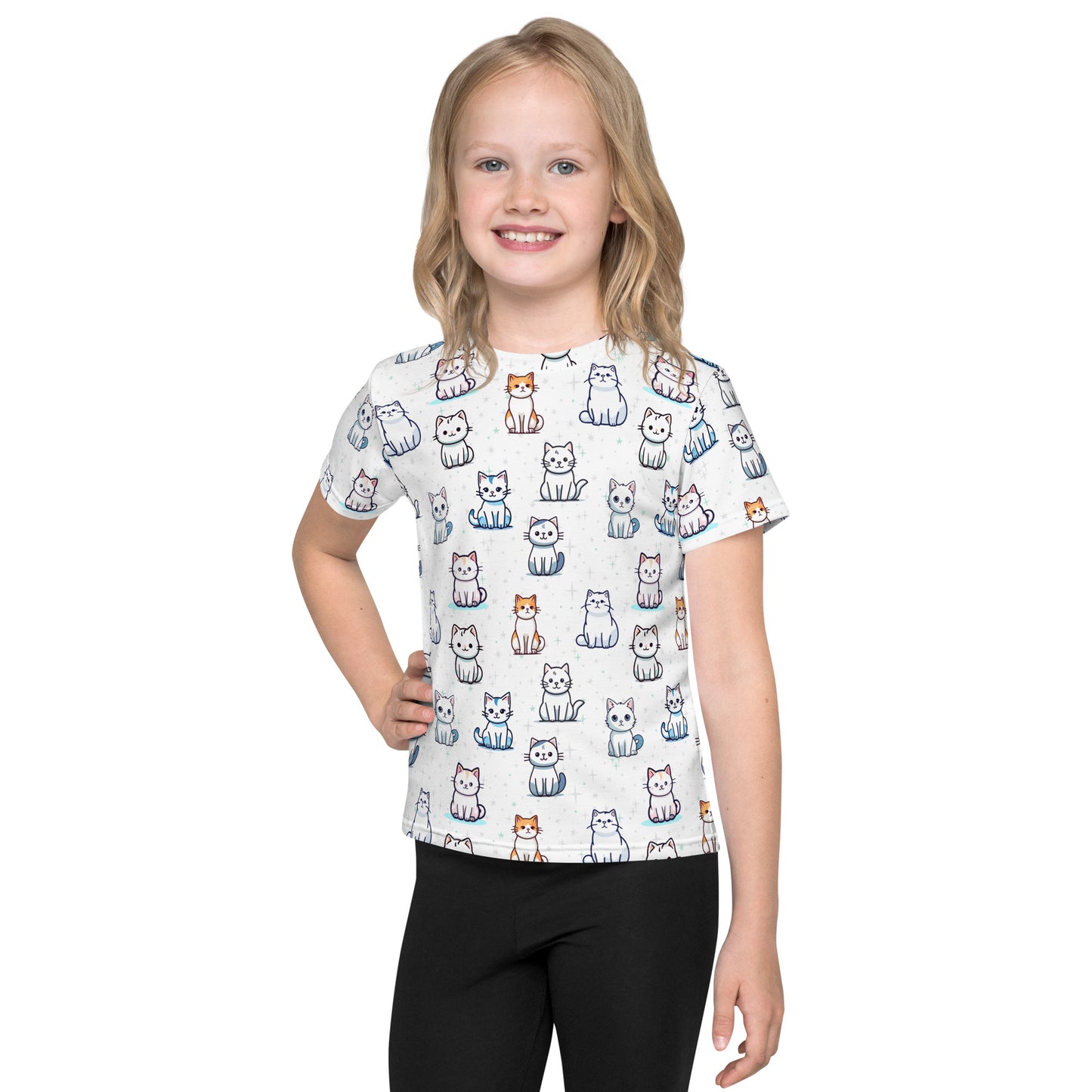 Girls Cat Pattern T-Shirt