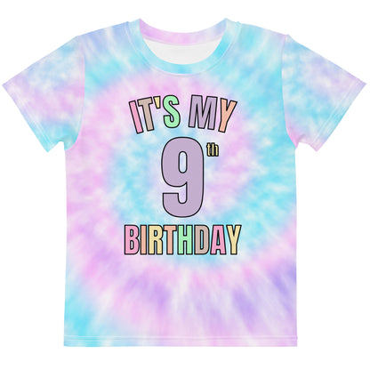 Girls Faux Tie Dye Custom Age It's My Birthday T-Shirt