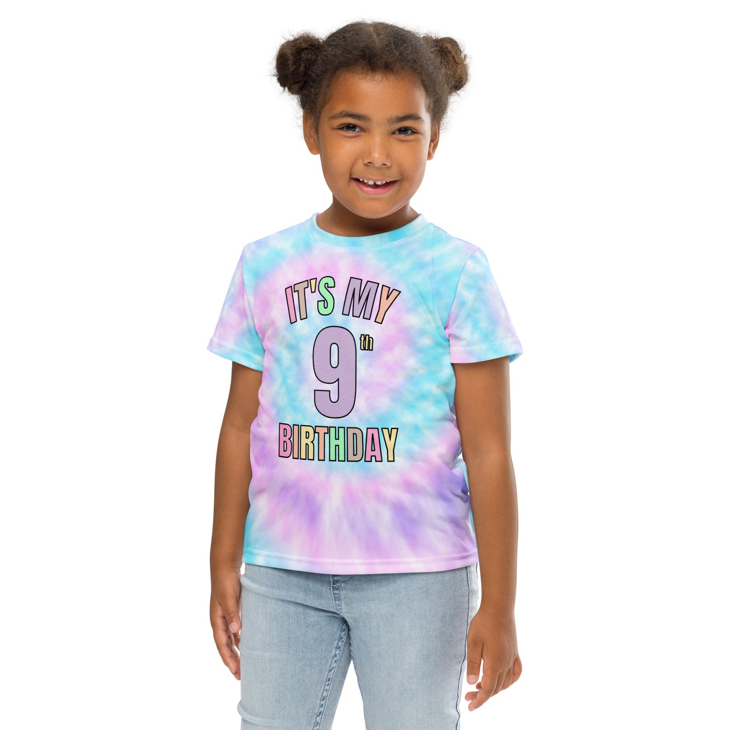 Girls Faux Tie Dye Custom Age It's My Birthday T-Shirt