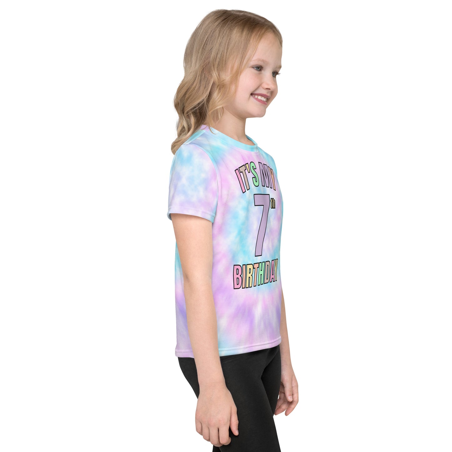 Girls Faux Tie Dye Custom Age It's My Birthday T-Shirt