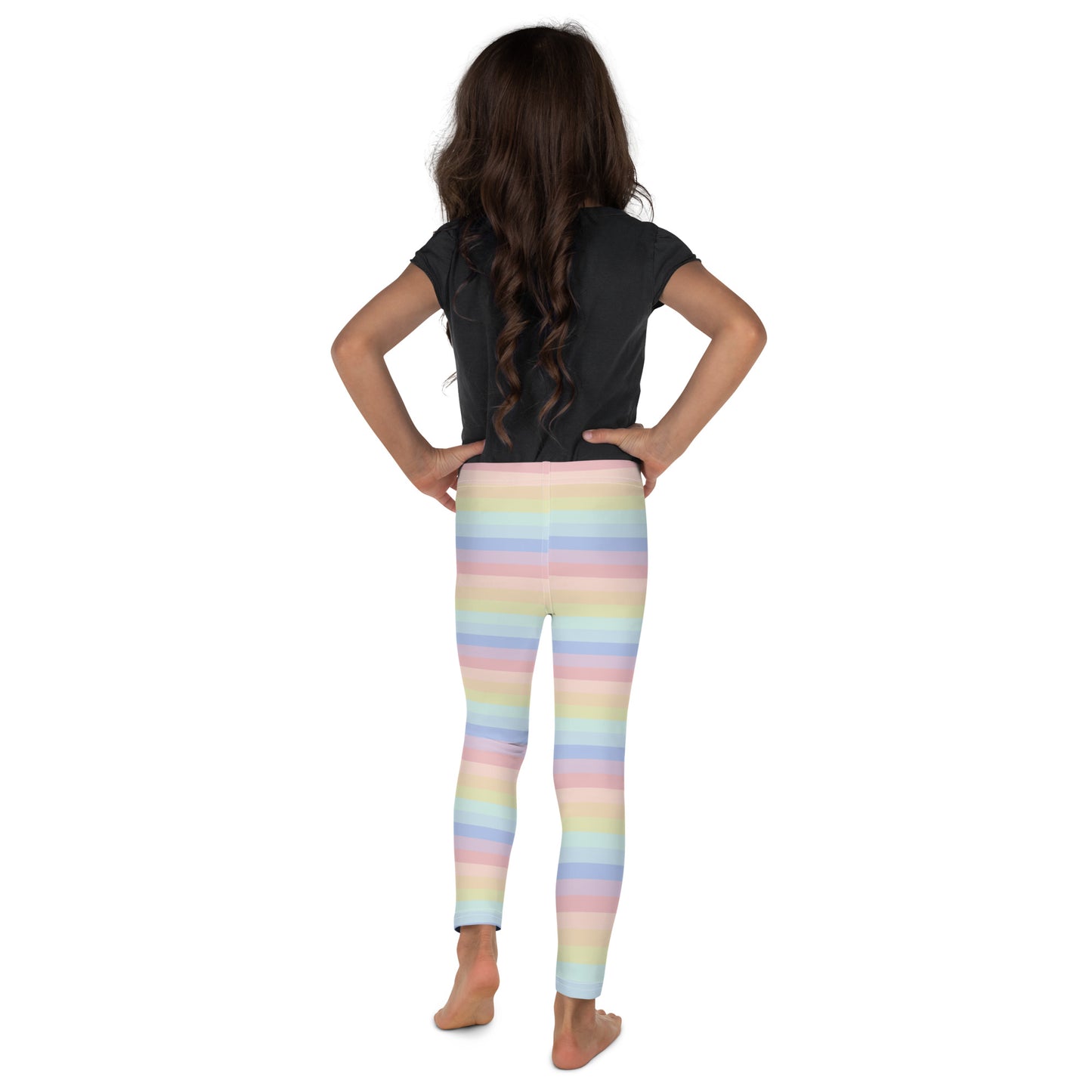 Girls Striped Rainbow Pastel Leggings