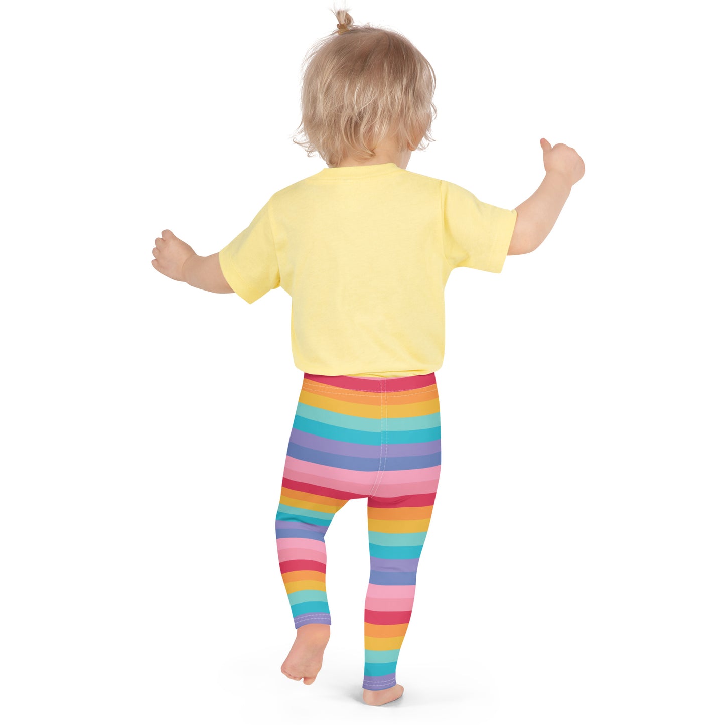 Girls Bright Striped Rainbow Leggings