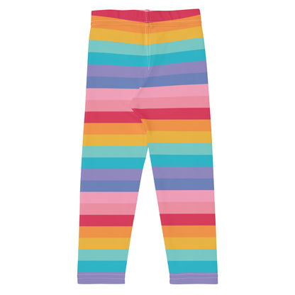 Girls Bright Striped Rainbow Leggings