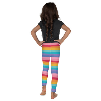 Girls Bright Striped Rainbow Leggings