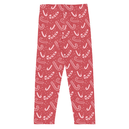 Girls Red Candy Cane Leggings