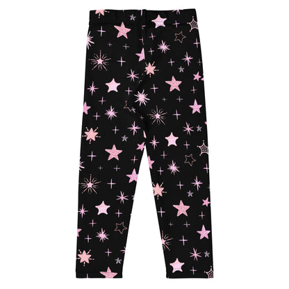 Girls Pink Shooting Stars Galaxy Leggings