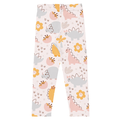 Girls Floral Dinosaur Buttery Soft Leggings