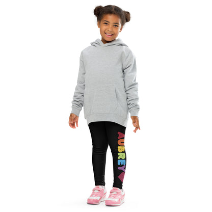 Girls Custom Rainbow Name Heart Buttery Soft Leggings