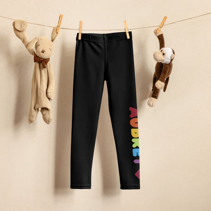 Girls Custom Rainbow Name Heart Leggings