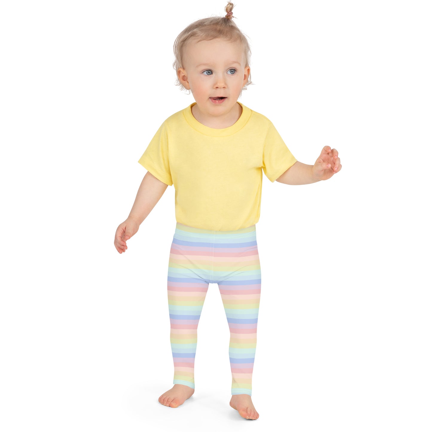 Girls Striped Rainbow Pastel Leggings