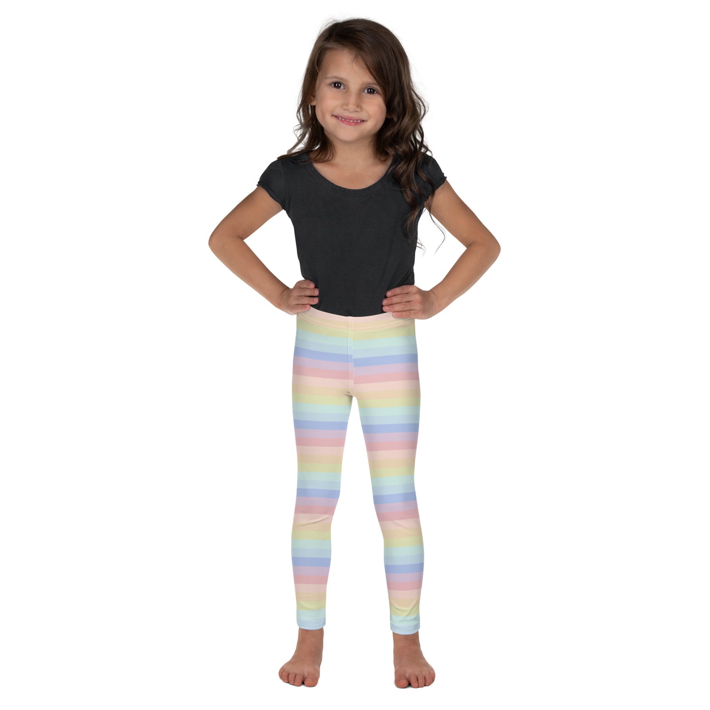 Girls Striped Rainbow Pastel Leggings