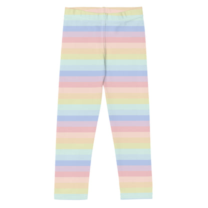 Girls Striped Rainbow Pastel Leggings