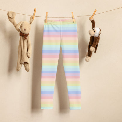 Girls Striped Rainbow Pastel Leggings