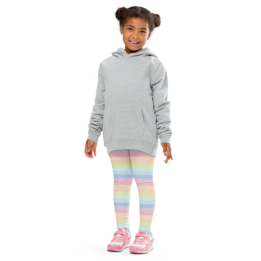 Girls Striped Rainbow Pastel Leggings