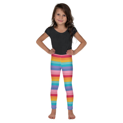 Girls Bright Striped Rainbow Leggings