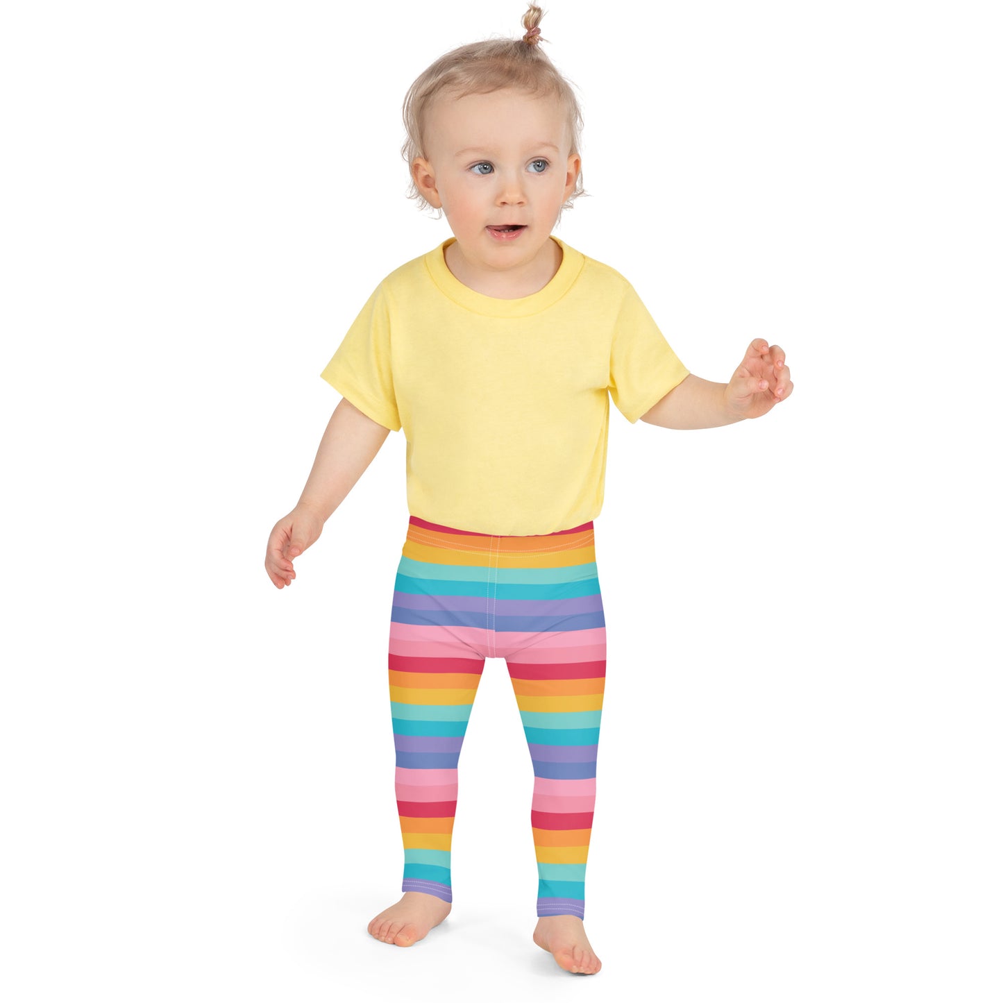 Girls Bright Striped Rainbow Leggings