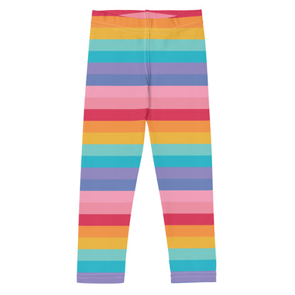 Girls Bright Striped Rainbow Leggings