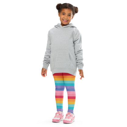 Girls Bright Striped Rainbow Leggings