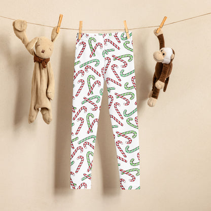 Girls Red & Green Candy Cane Leggings